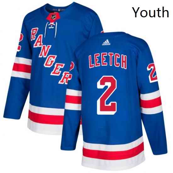 Youth Adidas New York Rangers 2 Brian Leetch Authentic Royal Blue Home NHL Jersey